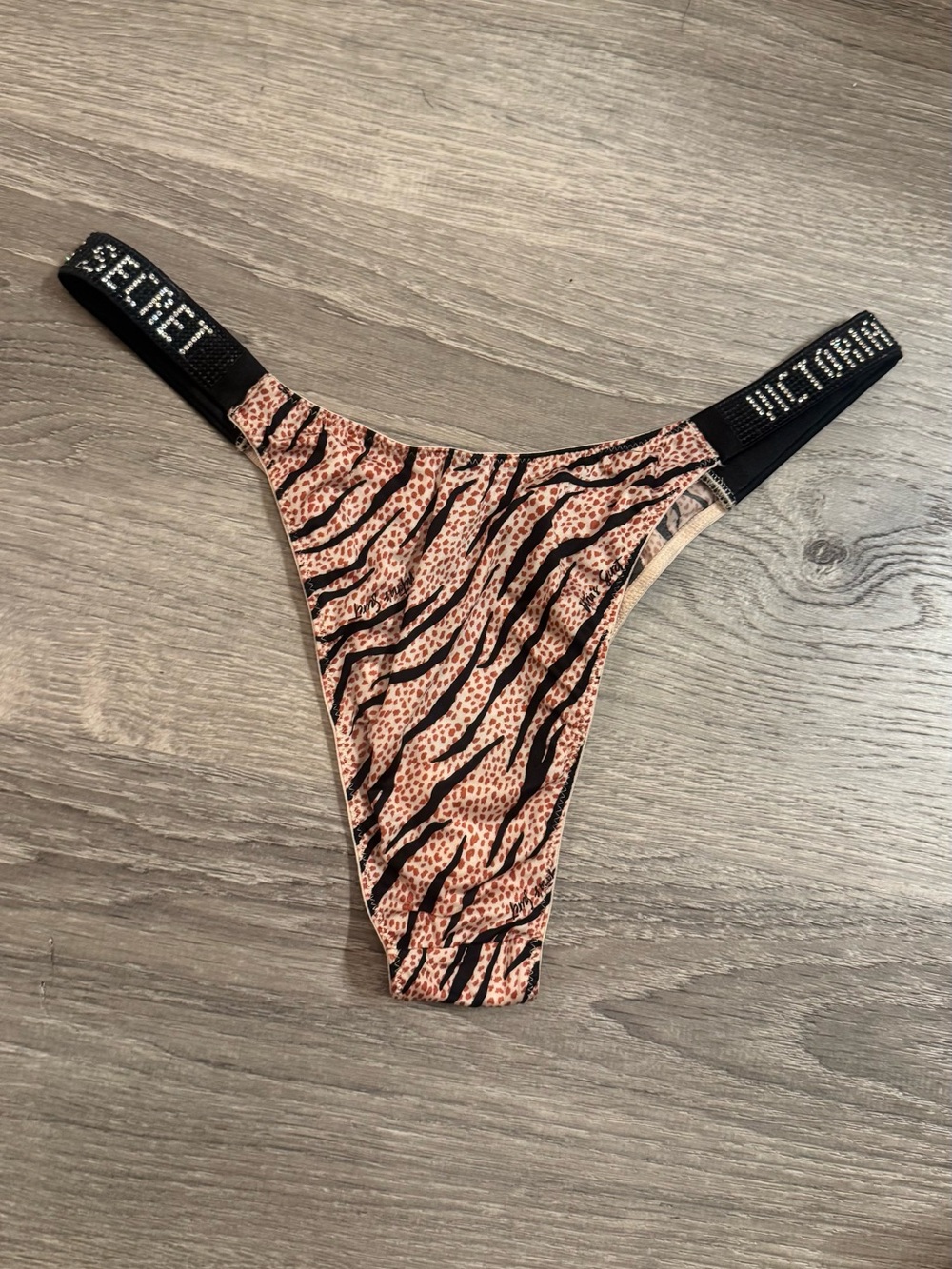 Victoria's Secret Pink and Black Animal Print Thong